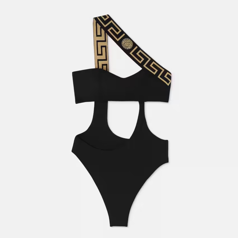 Black One-Shoulder Swim One Piece Medusa Size S